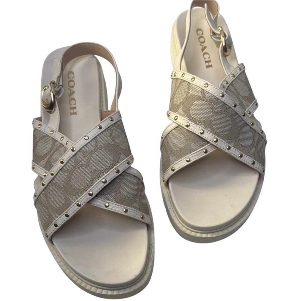 Coach Tan Women's Sandals with Gold Accents